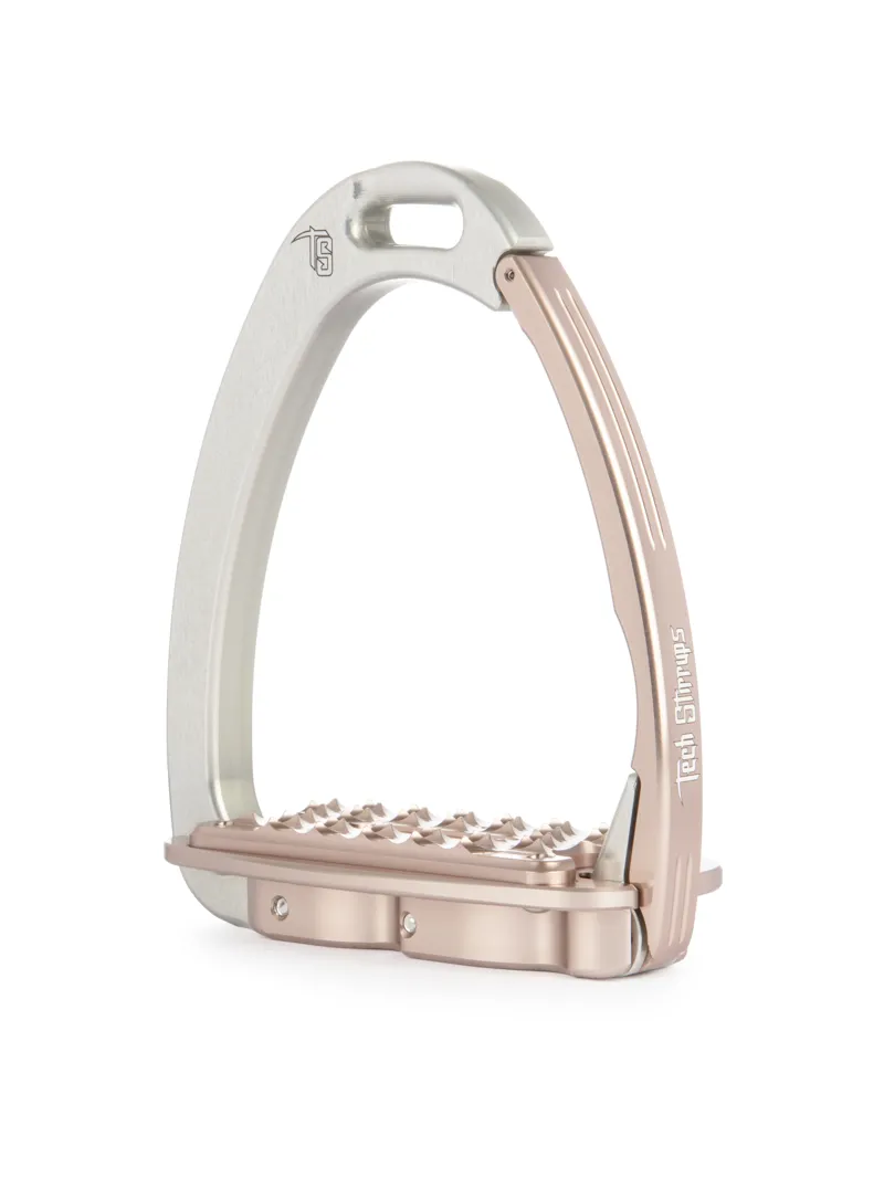 Tech Venice Sloped Evo Safety Stirrups-Silver/Rose Gold